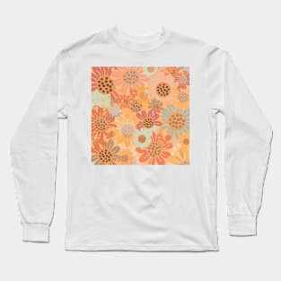 Pastel Multicolor Sunflower Pattern Long Sleeve T-Shirt